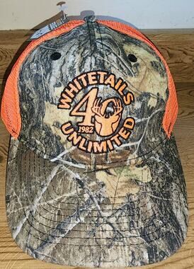 Whitetails Unlimited 40th Anniversary Realtree Edge Camo Orange Mesh Hat